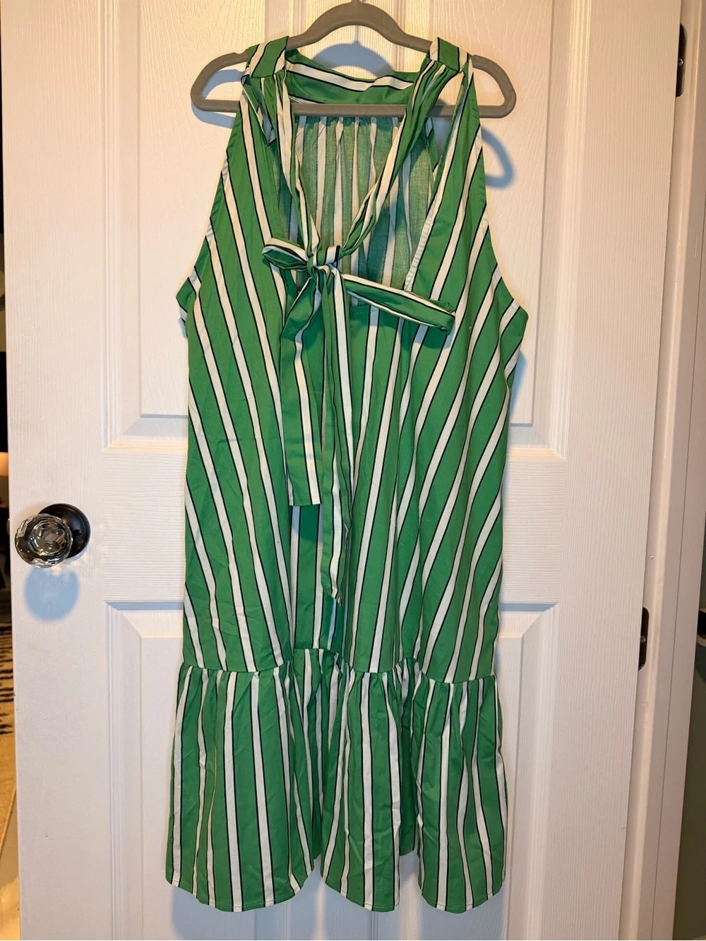Rachel Zoe Green and White Striped Halter Maxi Dress NWOT Size Large